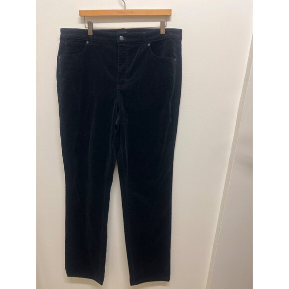 NWT Talbots Womens 16 Long Black Corduroy Straight Leg Pants - Picture 2 of 7